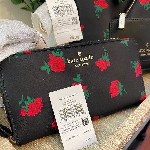 3 Piece Collection! Kate Spade Chelsea Rose Printed Crossbody, Wallet, Pouch-NWT - Picture 7 of 16